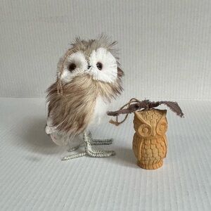 Christmas ornaments owl natural fiber resin